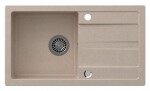 SAPHO - Granitový vestavný dřez s odkapem, 77x44cm, béžová GR7202