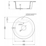 MEXEN - Diego granitový dřez 1-miska 488x480 mm, černá / kovové zlato 6512481000-75