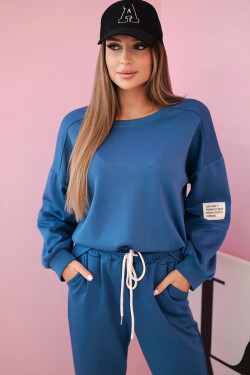 Komplet teplákové + kalhoty máslová látka denim UNI