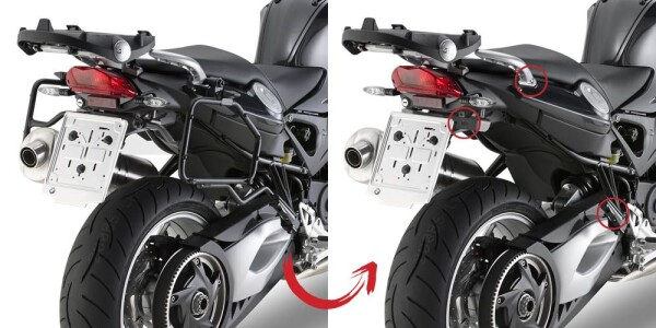 Plr5118 trubkový nosič Bmw F 800 GT (13-19), F 800 R (09-19)pro boční kufry, demontovatelný