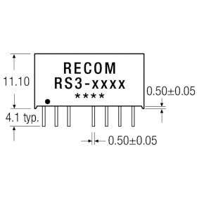 RECOM RS3-1209S DC/DC měnič napětí do DPS 12 V/DC 9 V/DC 333 mA 3 W Počet výstupů: 1 x Obsah 1 ks