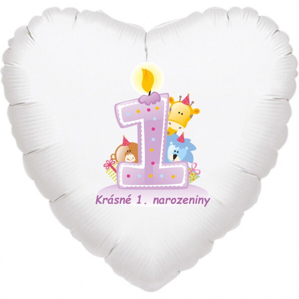 Krásné 1. narozeniny fóliový balónek srdíčko pro holky Balonky.cz Krásné 1. narozeniny fóliový balónek srdíčko pro holky Balonky.cz