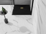 MEXEN/S - Stone+ čtvercová sprchová vanička 100 x 100, černá, mřížka zlatá 44701010-G