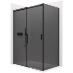 CERANO - Sprchový kout Santoro L/P - 8 mm - černá matná, grafitové sklo - 130x100x195 - posuvný CER-8050BD7301