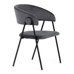 Židle jidelní, šedá látka, černá kovová noha