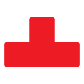 Djois podlahové samolepicí značení - tvar T, 15 x 5 cm, červené, 10 ks