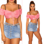 Sexy KouCla Crop Top bez ramene Einheitsgroesse