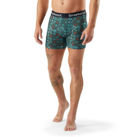 Pánské merino boxerky SMARTWOOL Men's Merino Print Boxer Brief Boxed, Dusty Teal Geo Floral velikost: XL