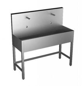 SANELA - Nerezové dřezy Celoopláštěný stojící mycí žlab 1250 mm, 2 senzorové baterie, síťové napájení, antivandal, nerez SLUN 50E