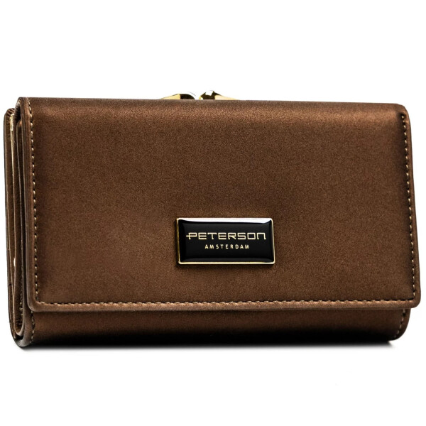 Stylová dámská koženkovo-kožená peněženka Peterson Wade, hnědá