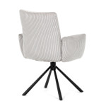 Židle jídelní, krémová manšestrová látka, 360° vratný mechanismus, černý kov