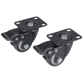 EXTOL PREMIUM 8856013 Kolečko pojezdové, 40mm, otočné+brzda, PVC, 30kg, sada 2ks