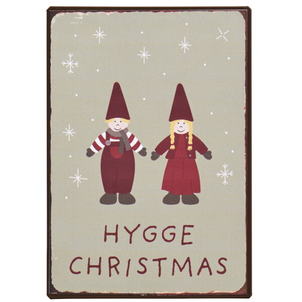 Ib Laursen Dekorativní plechová cedule Hygge Christmas, červená barva, kov