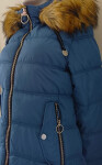 Dámská prošívaná bunda s kapucí W701 petrolejová - MHM XXL modrá