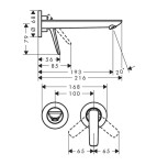 AXOR - Citterio C Umyvadlová baterie pod omítku, s výpustí, 2-otvorová instalace, EcoSmart, chrom 49110000
