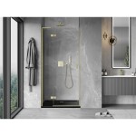 MEXEN/S - Mist-H L sprchové dveře křídlové levé 105, transparent, zlatá kartáčovaná 8A5L-105-000-55-00-L