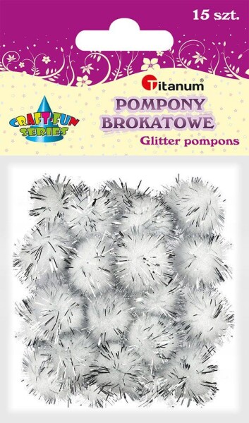 Titanum Bambulky pompom 18 mm stříbrné 15 ks