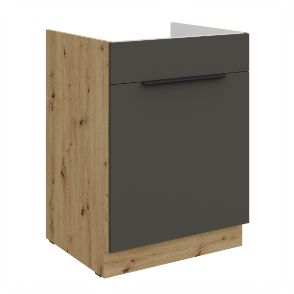Spodní skříňka pod dřez Aria 60 ZL 1S BB - Premium Box Barva korpusu: Dub artisan, Barva dvířek: GR - Graphite AFM