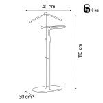 Němý sluha, výška 110 cm, masiv kaučukovník, černé moření, kov chrom