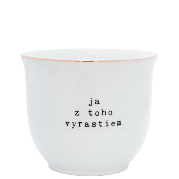 Bella Rose Porcelánový obal na květináč Ja z toho vyrastiem 10 cm - SK, bílá barva, zlatá barva, porcelán