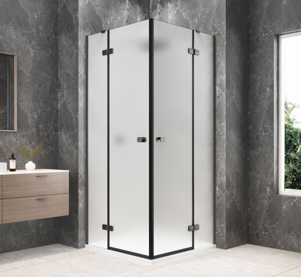POLYSAN - GLOBE GUN METAL čtvercový sprchový kout 900x900, rohový vstup, matné sklo GB5990MGM