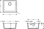 HANSGROHE - Dřezy Podstavný granitový dřez S510-U450, grafitová černá 43431170