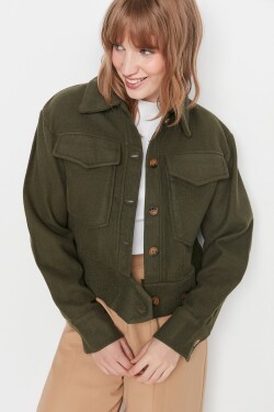 Trendyol Khaki Pocket Detailní tkaná bunda knoflíky