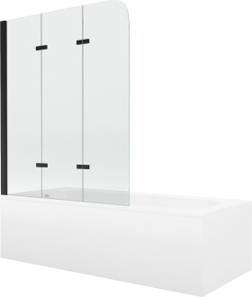 MEXEN/S - Vega obdélníková vana 180 x 80 cm s panelem + vanová zástěna 120 cm, transparent, černá 550118080X9012037000