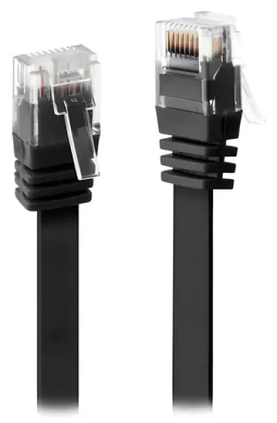 XtendLan černá / Patch kabel / Cat6 UTP / 0,5 m / plochý (PK_6UTP005black flat)