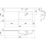 MEXEN - Otis umyvadlo zapuštěné do desky pravá 101 x 46,5, bílá mat 25181001P