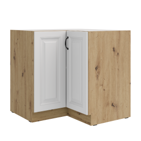 Spodní rohová skříňka Stilo 90x90 DN 2F BB Barva korpusu: Dub artisan, Barva dvířek: Bílá
