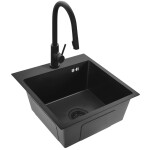 REA - Ocelový dřez Leo 40 Black s kuchyňskou baterií KPL-96002