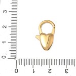 Velká ozdobná karabinka se srdcem - zlatá - nerez - 20 x 11 x 5 mm - 1 ks