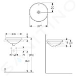 GEBERIT - VariForm Umyvadlo zápustné, průměr 400 mm, s přepadem, bílá 500.700.01.2