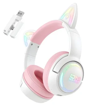 ONIKUMA GT838 růžová / Herní sluchátka / Bluetooth 5.3 / RGB / výdrž 10 h / USB-C (GT838 Pink)