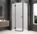 POLYSAN - GLOBE BLACK čtvrtkruhový sprchový kout 900x800, matné sklo, levé GB2980MLB