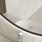 Erga Emma, kulaté LED zrcadlo 90cm, černý kovový rám, 2070 lm, 6500K, zadní osvětlení, ERG-V01-201-9090-BK
