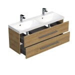 Koupelnová skříňka s chromovými úchyty a umyvadlem SAT Cube Way 120x53x40 cm dub Hickory mat CUBE2120ZDH CUBE2120ZDH