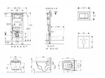 GEBERIT - Duofix Set předstěnové instalace, klozetu a sedátka Tece One, tlačítka Sigma30, Rimless, SoftClose, lesklý chrom/chrom mat SANI11CT1102