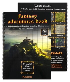 RPG kniha A3 s terény Future Adventures + popisovač a hadřík - Čtvercová mřížka