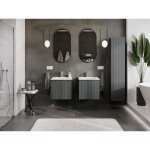 MEXEN/S - Rivel koupelnová skříňka 50 cm s umyvadlem Vela, 1 šuplík, reliéf , grafit mat/bílá mat 91A20-05047-1-BF66-W23M01