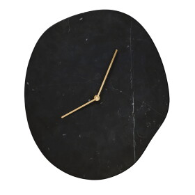 Ferm Living Nástěnné hodiny Melt Black Marble, černá barva, mramor