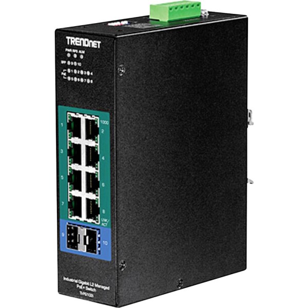 TrendNet TI-PG102I TRENDnet TI-PG102I - Switch - managed - 8 x 10/100/1000 (PoE+) průmyslový ethernetový switch