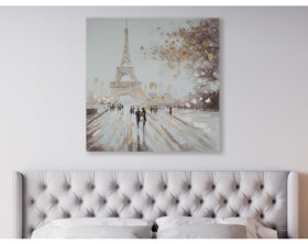 Ručně malovaný obraz Paříž 100x100 cm, 3D struktura