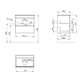 SAPHO - EZARA umyvadlová skříňka 58x54x39cm, bílá lesk EZ592-3030
