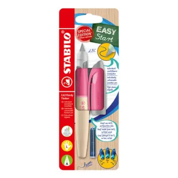 STABILO® EASYbirdy Timber růžová - vč. bombičky s modrým zmizíkovatelným inkoustem (B-60625-3)