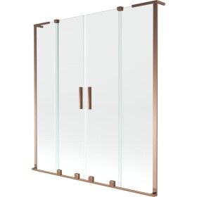 MEXEN/S - Velar L Duo dvoukřídlá posuvná vanová zástěna 150 x 150, transparent, růžové zlato 896-150-003-02-60