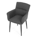Židle jídelní, snadno čistitelná šedá látka, černý matný lak, kovové nohy