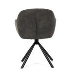 Židle jídelní, béžová látka a tmavě šedá látka v dekoru vintage kůže, černý kov, otočná P90°+ L90° s vratným mechanismem