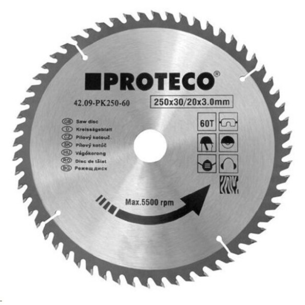 Kotouč pilový SK plátky 210 x 2,6 x 30 mm 40 zubů + redukce Proteco 42.09-PK210-40